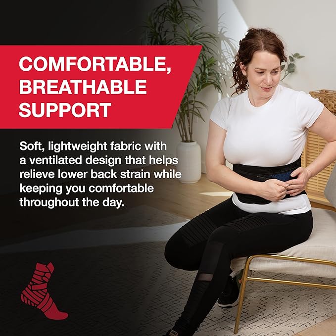 MUELLER Sports Medicine Lumbar Back Brace with Removable Pad, Ideal for Upper and Lower Back Pain, Relief & Support for Men and Women, Strains, Sciatica, Scoliosis, Black, Regular Size