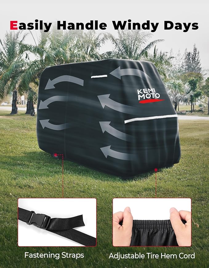 KEMIMOTO 600D Waterproof Golf Cart Cover, Universal Heavy Duty Large Golf Cart Rain Cover with Storage Bag Compatible with EZGO Club Car 2/2+2/4 Passenger, Black