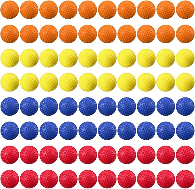 Junkin 80 Pcs Foam Golf Balls Rubber Practice Balls Realistic Feel and Flight Sport Training for Indoor or Outdoor Backyard Golf Training