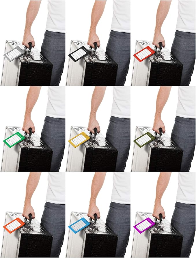 Luggage Tags Business Card Holder by TUFFTAAG - Durable Travel ID Bag Tag in Multiple Color Options, Perfect for Suitcases, Backpacks, and Carry-Ons, Easy Identification, Secure and Stylish