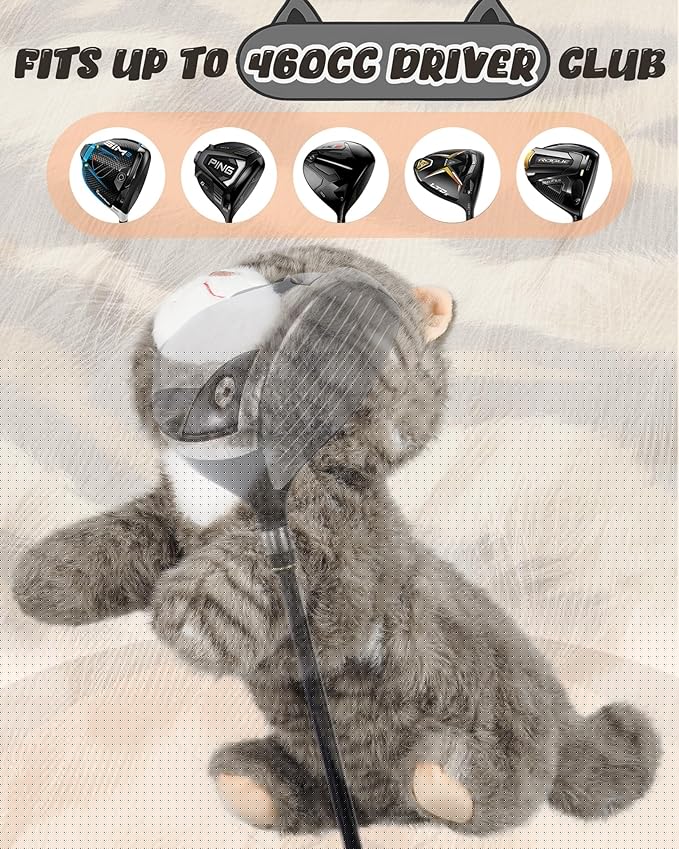 Big Teeth Funny Plush Driver Headcover Animal, Groundhog Gopher Penguin Driver Head Cover for 460cc Club, Sloth Leprechaun Crocodile Golf Head Covers for Woods and Driver Protector