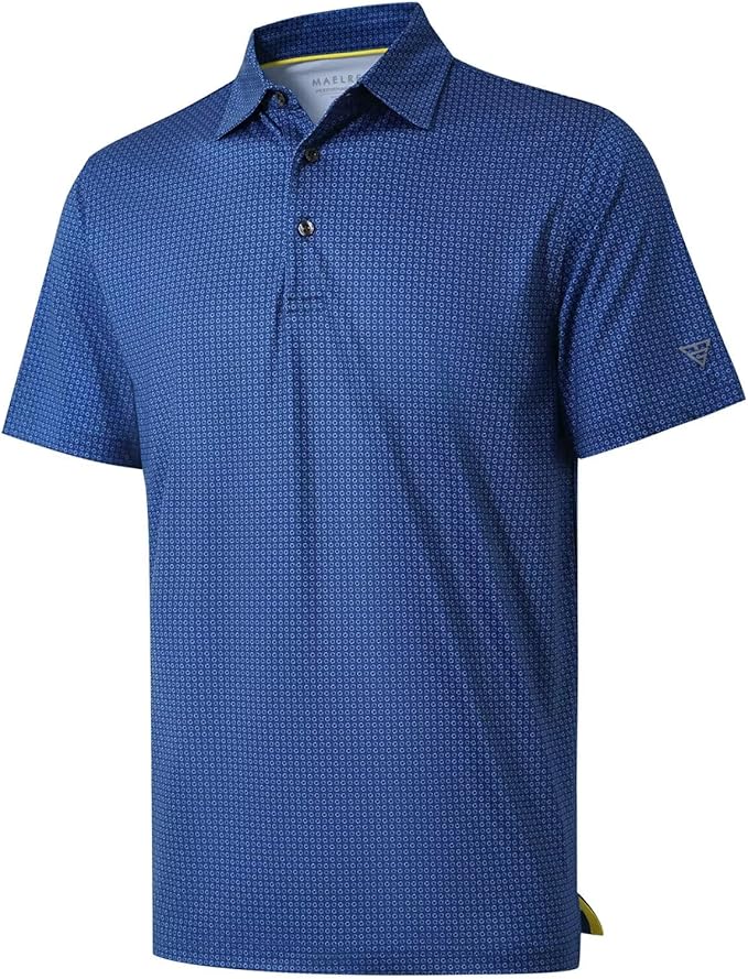 Golf Shirts for Men Dry Fit Short Sleeve Print Performance Moisture Wicking Polo Shirt