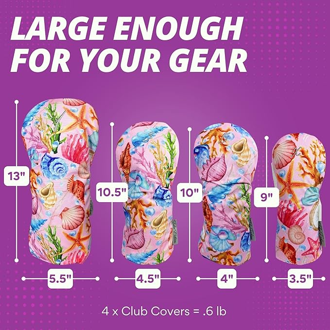 Taboo Fashions Designer Resort Golf Club Covers for Women - Numbered Golf Headcovers Set for Driver, Woods & Hybrid - Weather/Moisture Resistant Protection, Pack of 4