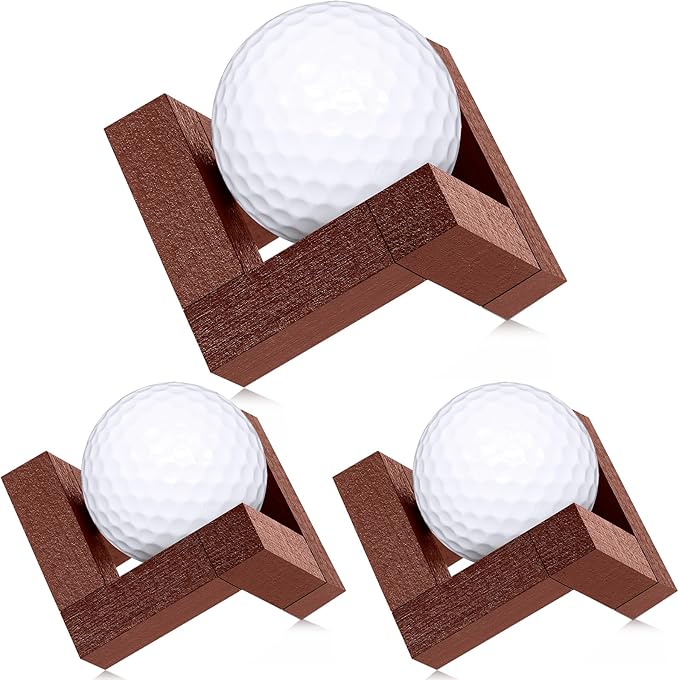 Golf Ball Display Holder 1.97 Inch Wooden Golfball Display Stand Baseball Rack Case for Souvenir Collections Tabletop Desk Decor Men Golf Enthusiasts(3 Pcs,Walnut Color)