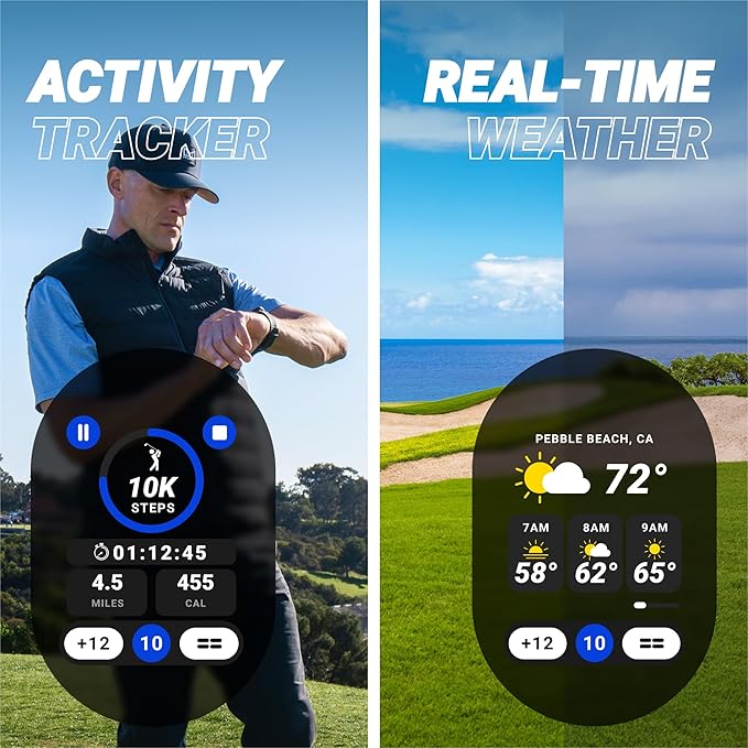 Blue Tees Golf Playmaker+ GPS Golf Watch with AMOLED Touch Screen Display, 42,000+ Preloaded Courses, Advanced Shot Tracking & Dynamic GPS Distances, Real Time Weather & Course View, IP67 Waterproof