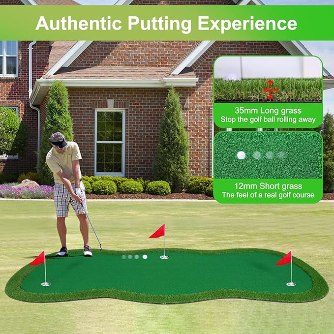 Golf Putting Green, Large Golf Putting Mat for Indoor Outdoor, Professional Practice Training Greens Mat