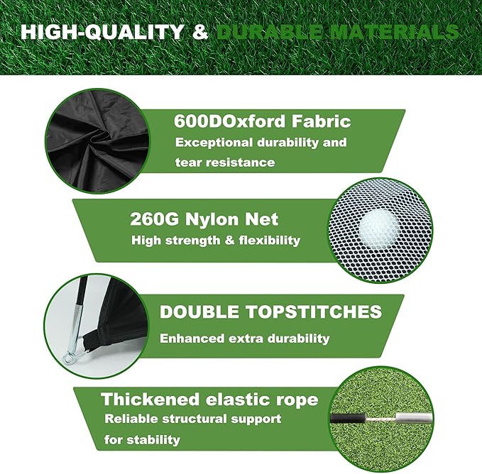 Golf Net, 10x7 Ft Golf Hitting Net with Tri-Turf Mat, Multi-Target Golf Practice Net for Outdoor/Indoor Chipping & Driving, Ideal Gift for Men/Dad/Husband/Golfers