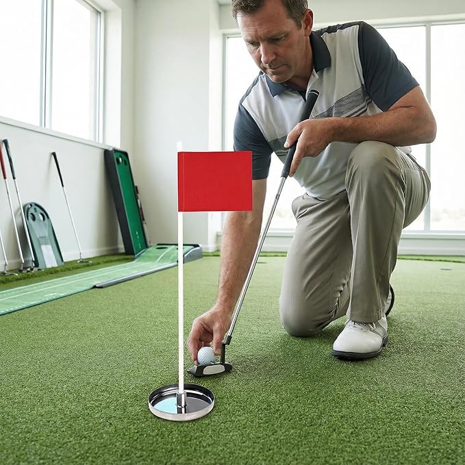 Golf Flag Set – Flags and Hole Cups, Green Cups with Portable Flagsticks | Ideal for Putting and Chipping Practice On Courses Or Backyard Driving Range for Skill Improvement Fun Activities