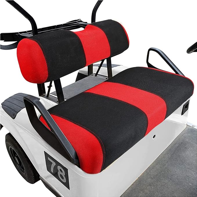Golf Cart Covers Front and Back Seat Fit for EZGO TXT OEM Ordinary Seat Cushion, Washable EZGO Golf Cart Seat Cover, Red Fabric Seat Cover for EZGO TXT