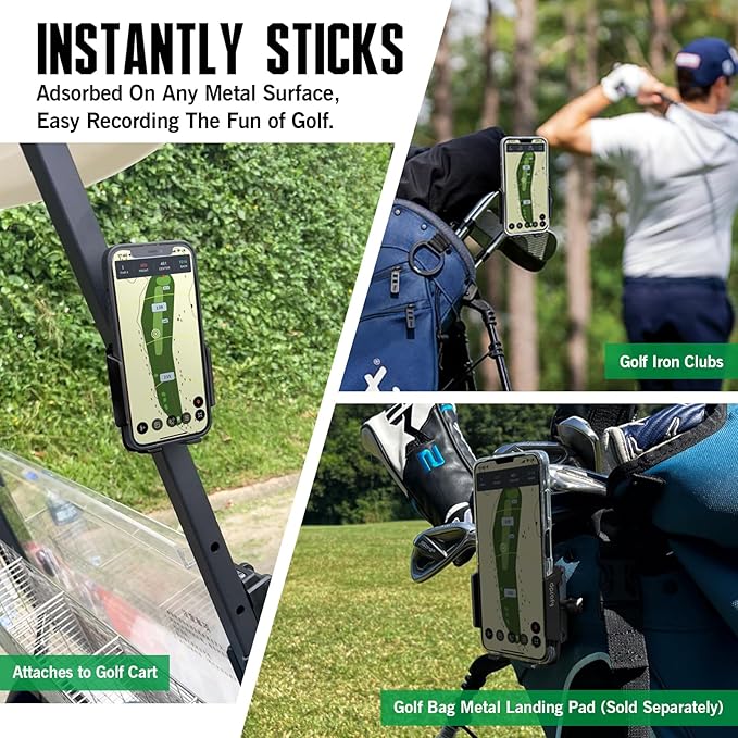 Dprofy Strong Magnetic Golf Phone Holder Golf Cart Phone Mount Golf Accessories Fit for All Popular Smart Phones Special Design for Thick Case and Ring Holder (Black)