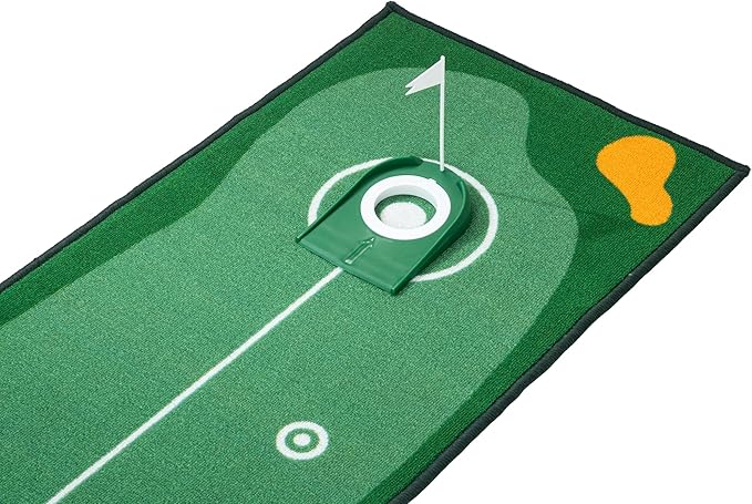 GLANC Golf Putting Practice Mat Set with Alignment Mirror & Cup, 20 in X 10 ft Training Aid Mat, Anti-Slip Backing Golf Putting Green for Indoor and Outdoor Use