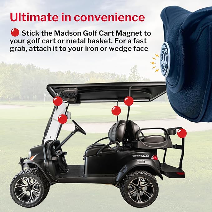 Classic Blade and Mallet Putter Headcovers with Madson Golf Cart Magnet for Secure Positioning and Quick Access, Protective PU Leather Head Covers, Magnetic Golf Accessories