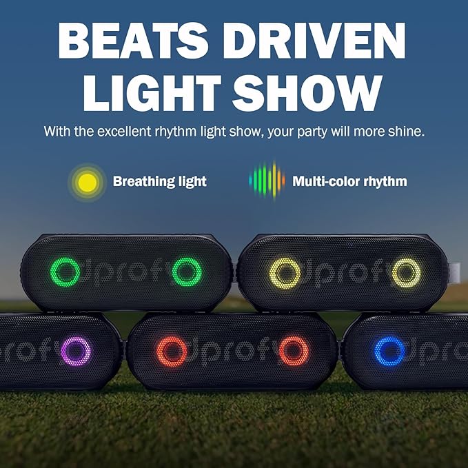 Dprofy New Play 2 Rounds, Magnetic Bluetooth Golf Speaker, Stereo Sound Portable Pro Wireless Waterproof Speaker with Rich Bass, Golf Accessories Golf Gifts (with Light)