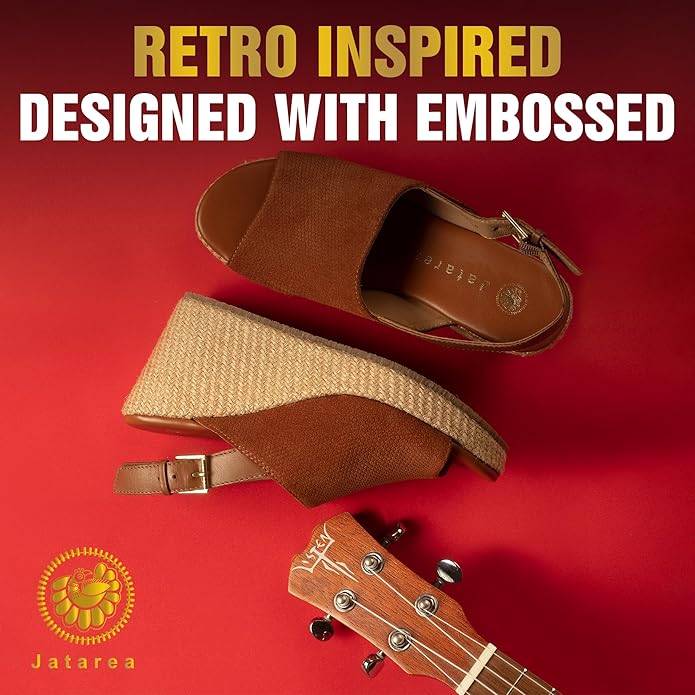 JATAREA Leather Wedge Sandals for Women | Women's Sandals Perfect for Summer