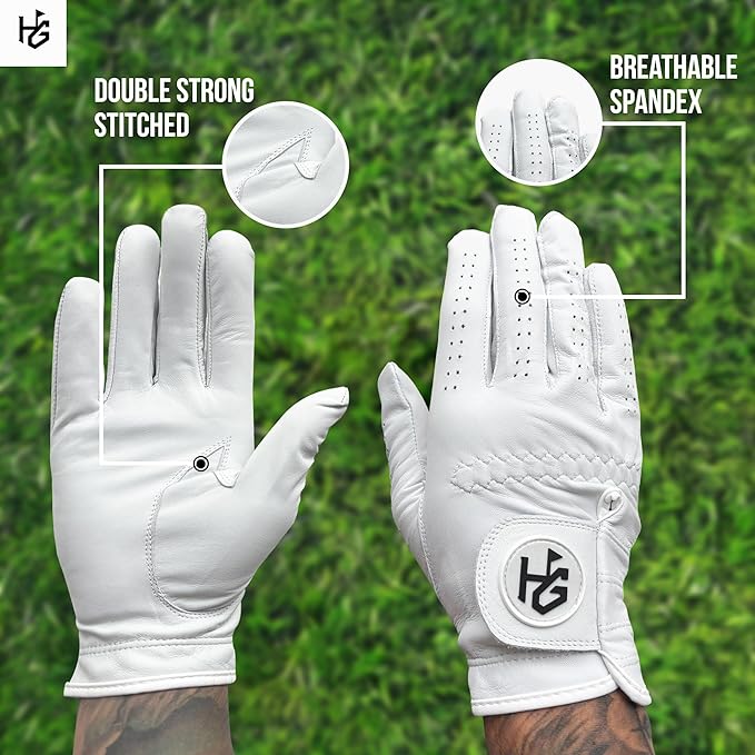 Men’s Golf Glove + 24 Yellow Almost Golf Practice Balls + Poker Chip Ball Marker – Cabretta Leather Glove + Practice Golf Balls