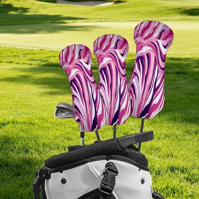 Funny Butterfly Colorful Golf Head Covers for Driver, Fairway, Hybrid & 3 Wood Premium PU Leather with Soft Velvet Lining Waterproof & Scratch-Resistant Unique Golf Gift for Men & Women
