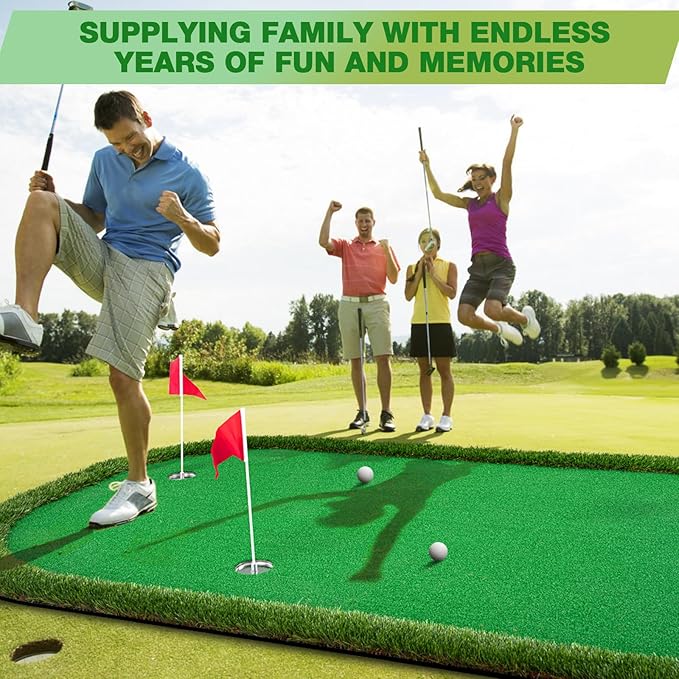 Wekin Golf Putting Green Training Mat,5x10ft Heavy Duty Artificial Turf Putting Green Mat for Indoor and Outdoor Party Game and Leisure Time