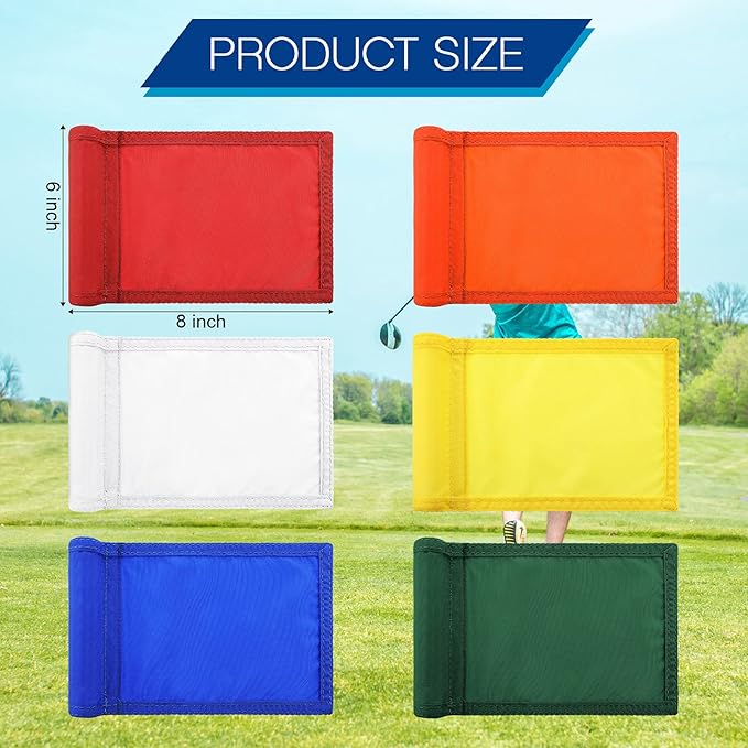 Oudain 6 Pcs Golf Target Flag with Tube Inserted Waterproof Putting Golf Flags 420D Nylon Mini Pin for Yard Indoor Outdoor Backyard Garden Portable, 8 x 6 Inch