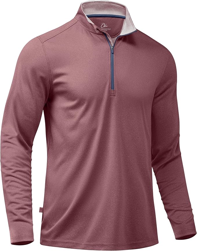 Obla Golf Quarter Zip Pullover for Men Mock Neck Sweatshirt Lightweight Sun Protection Men's Long Sleeve Golf Shirt
