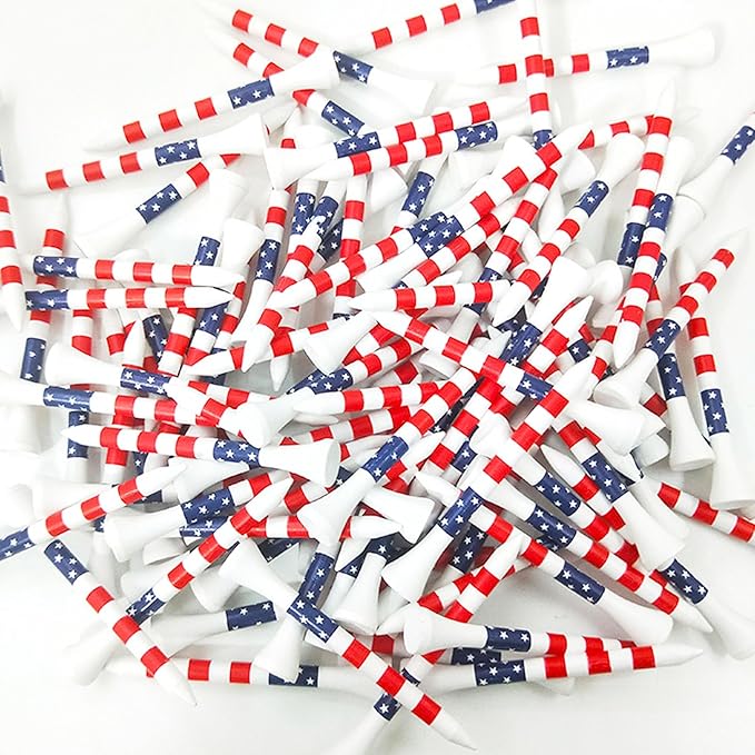 Dukars 3-1/4" Performance Golf Tees, Stars and Stripes, 100 Count