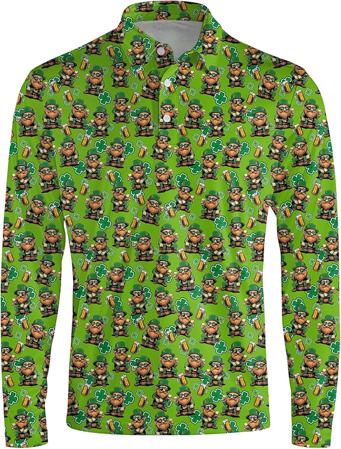 Men's Long Sleeve Golf Shirt Quick Dry 3 Button Work Fishing Outdoor Casual Collar Shirt
