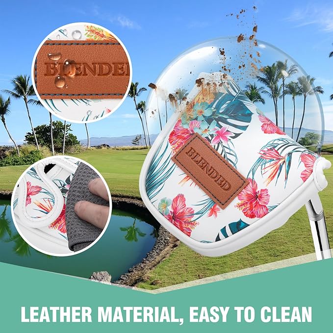 Golf Club Covers Driver Covers Fairway Wood Headcover Hybrid Cover Leather Mallet Putter Covers Blade Headcovers Golf Head Covers for Most Brand