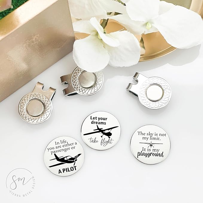 Plane Golf Ball Markers Set of 3 – Either A Passenger Or Pilot, Take Flight, Sky My Playground-Golf Ball Markers Valentines Day Christmas Birthday Love Golf FBA-PLANE-3-GOLF