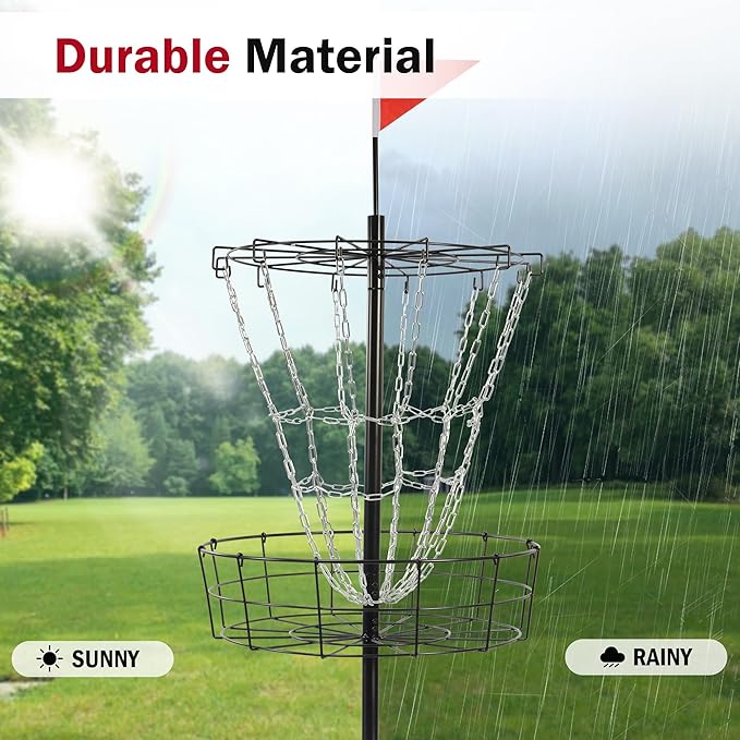 Elevon Disc Golf Targets, 12 Chains Portable Disc Golf Baskets, Metal Flying Disc Golf Practice Goal Baskets