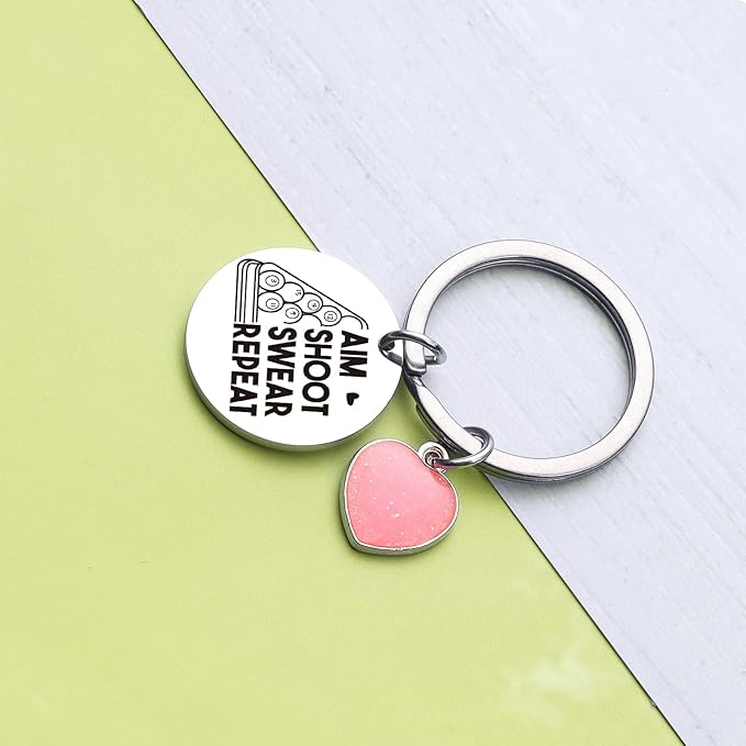 ZNOSVEI Bundle – 2 Items: Golf Keychain and 8Ball Keychain, Golfing Lover Gifts For Golf Cart Keyring For Golfer Jewelry, Billiards Gifts For 8Ball Player Keyring Billiards Ball Charm Jewelry