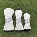 3pcs Golf Wood Head Covers Headcovers Set includes Driver Headcover fits up to 460cc Drivers, Rotatable Golf Fairway Wood Headcover and Hybrid Head Cover
