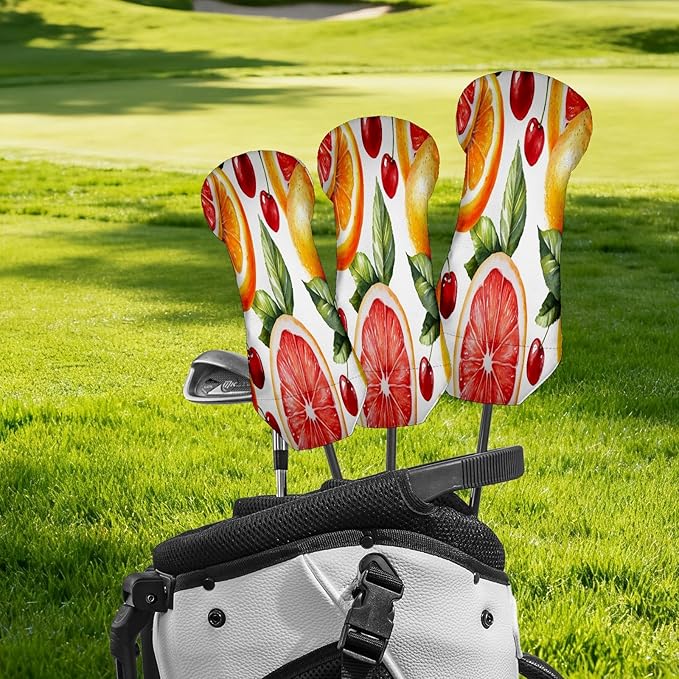 Funny Butterfly Colorful Golf Head Covers for Driver, Fairway, Hybrid & 3 Wood Premium PU Leather with Soft Velvet Lining Waterproof & Scratch-Resistant Unique Golf Gift for Men & Women