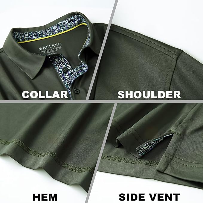 Mens Polo Shirts Short and Long Sleeve Casual Solid Stylish Dry Fit Performance Designed Collared Golf Polo Shirts for Men