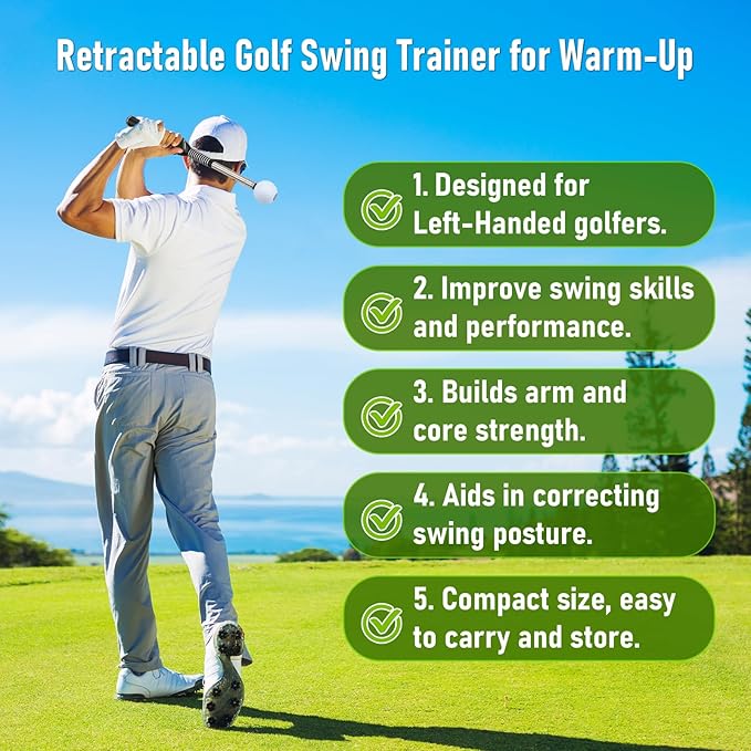 Golf Grip Trainer with Click Feedback – Retractable Swing Training Aid for Tempo, Wrist Position & Rhythm, Includes Arm Band for Right/Left Handed, Indoor Home Practice