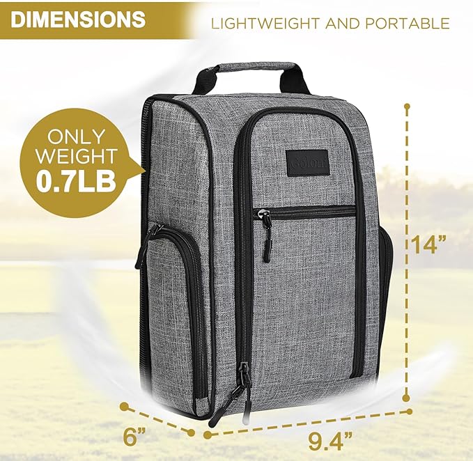 Goloni Golf Shoe Bag for Men & Women, Padded Travel Shoe Bag with Side Accessory Pockets,Sport Shoe Carrier for Golf Shoes,Socks,Tees & Balls,Durable & Lightweight Design (Gray)