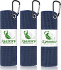 3 Pack 16" X 16" Golf Towels for Golf Bags for Men, Premium Waffle-Pattern Golf Towel with Carabiner Clip, Super Absorbent Microfiber Towel, Golf Accessories for Men, 3 Dark-Blue Colors
