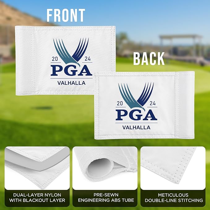 Themed Golf Flag Mini, 8x6 Inch, Double-Sided Silk-Screened, Fade-Resistant 420D Nylon, Ideal for Backyard Practice Putting Green