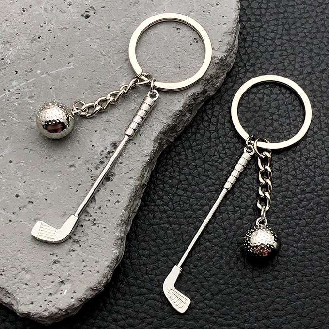 Golf Keychains Gifts Zinc Alloy Club Ball Keyring Pendant for Women Sports Fans Purse Car Keys Charms