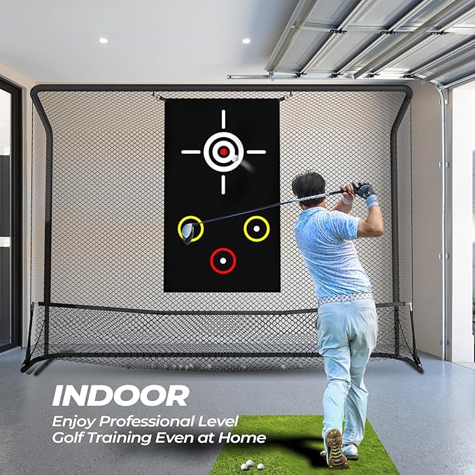 FAHKNS Golf Practice Net, Golf Hitting Net, Hitting Net with Target Cloth for Indoor or Outdoor Use, Nets for Backyard, Heavy Duty with Carry Bag (10 x 7.5FT)