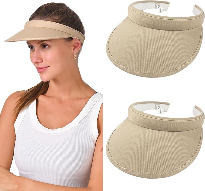 2 Pack Sun Visor Hats Women Men Clip On Wide Brim Visors Hat Outdoor Sports Golf Beach Travel Tennis Caps