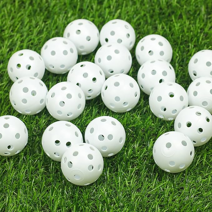 Plastic Golf Balls Practice Limited Flight Golf Training Ball Hollow Swing Practice Indoor Golf Balls with Mesh Drawstring Bag for Backyard Driving Range or Outdoor