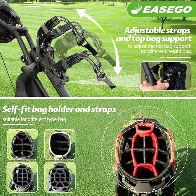 Golf Push Cart 4 Wheel : Golf Walking Carts with Phone Holder/Cup Holder/Umbrella Holder/Foot Brake/Cooler Basket 3 Wheel Superlite Golf Pull Cart All-Terrain Golf Caddy Carts