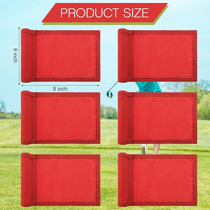 Oudain 6 Pcs Golf Target Flag with Tube Inserted Waterproof Putting Golf Flags 420D Nylon Mini Pin for Yard Indoor Outdoor Backyard Garden Portable, 8 x 6 Inch