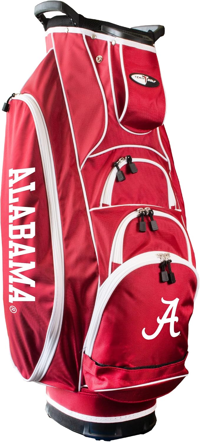 Team Golf NCAA Alabama Albatross Golf Bag Lightweight, 10-Way Club Divider, Spring Action Stand, Insulated Cooler Pocket, Velcro Glove and Umbrella Holder & Lift Assist Handles