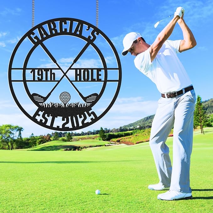 Personalized Golf Metal Wall Art, Vintage Golf Wall Decor, Custom Signs Outdoor Metal, 19th Hole Home Decor for Man Cave Garage Bar Club, Personalized Gifts for Men Dad Father
