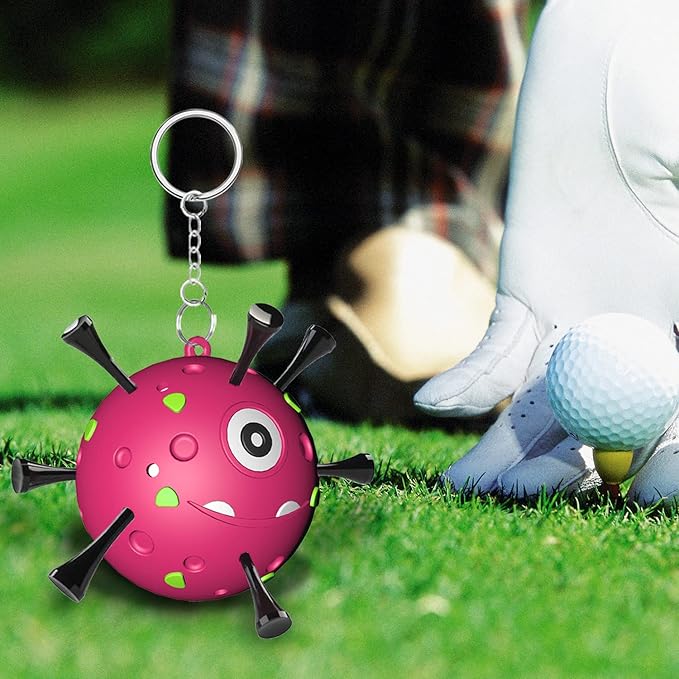 Golf Tee Holder, Portable Golf Ball Tees Holder with Novelty Keychain Accessory for Golf Club Bag, Golf Gift Accessories for Golfer Men Women, Fits 3 1/4, 2 3/4, 1 1/2 Tees