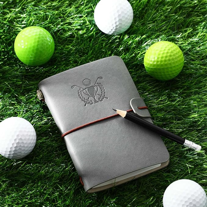 Yexiya Golf Scorecard Book with Pencil Leather Golf Journal Scorecard Holder Accessories Notebook Log Book Pocket Scorebook Gifts for Men Golfers, Sports and Outdoor Club Accessories