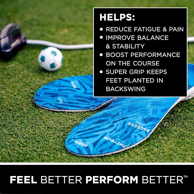 CURREX GolfPro Insoles for Golf Shoes – Arch Support Inserts to Improve Balance, Stability, Comfort & Performance, Help with Foot & Heel Pain Relief – for Men & Women – High Arch, 2XL