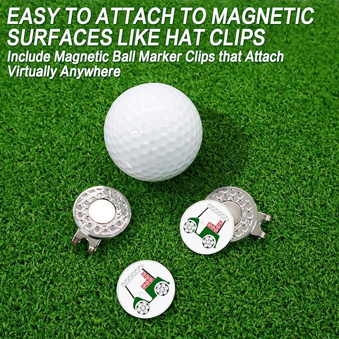 FINGER TEN Golf Ball Marker with Hat Clip Markers Assorted Patterns Value Gift Set Mark Golf Divot Tool Accessories for Men Women Kids
