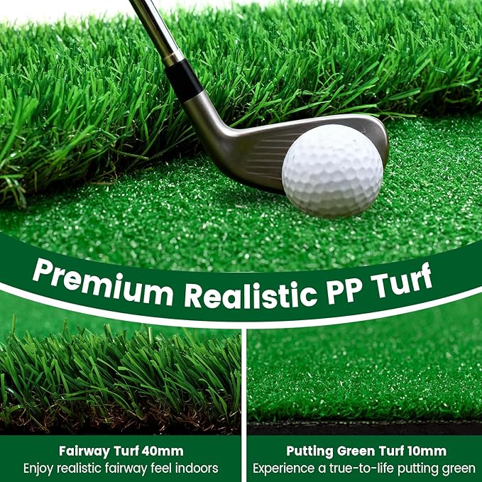 Golf Putting Green Indoor Outdoor Putting matt Professional Training Mat Practice Putting Mat with 3 Flags 1 Movable Cup 2 Slope Pad 5x10ft