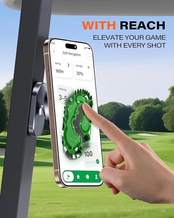 A2C Alloy Magnetic Golf Cart Phone Holder Compatible with MagSafe iPhone 12-17, Fits EZGO, Club Car, Yamaha, Golf Cart Accessories Essentials 2025 Stocking Stuffers Ideas Golf Gifts for Men Women Him